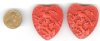 2 35x32x9mm Red Cinnabar Hearts with Bird